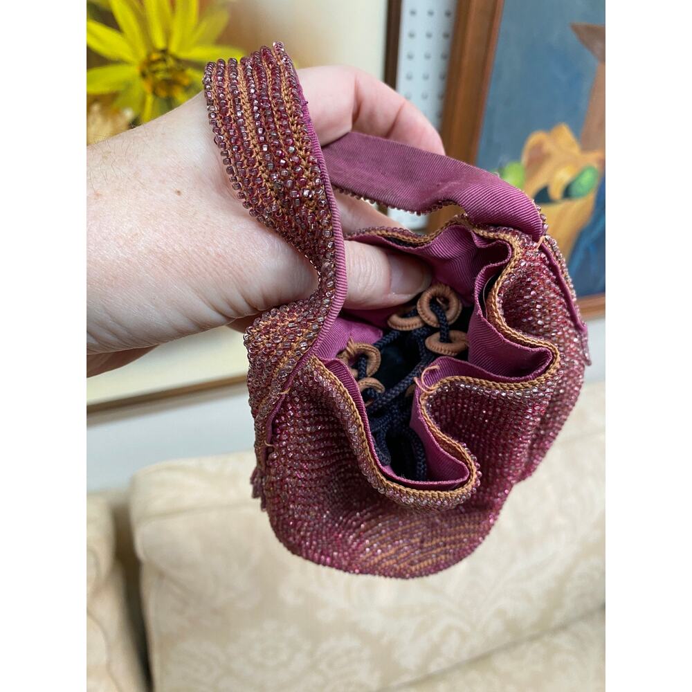 Vintage 1930s pink beaded handbag flopper style 1920s purse cocktail formal prom - Picture 9 of 9